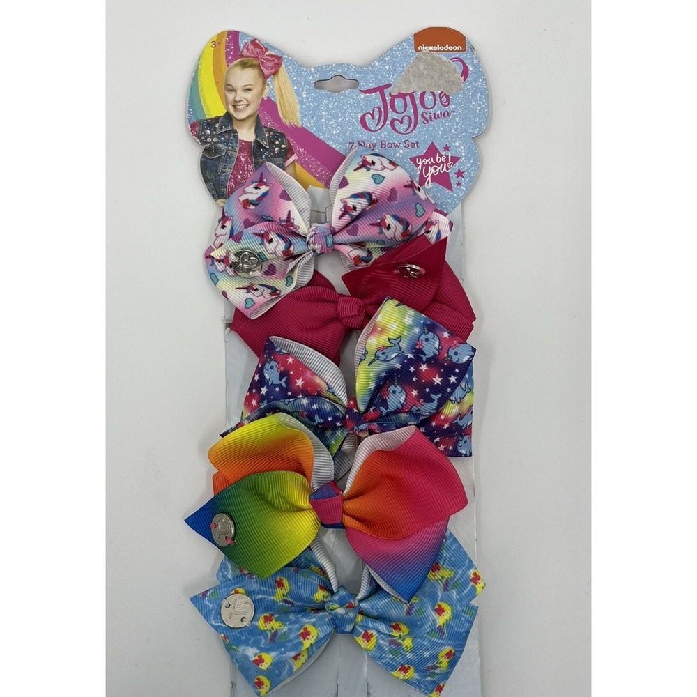 JoJo Siwa Hair Bows Clips Set of 5 Colorful Ribbon